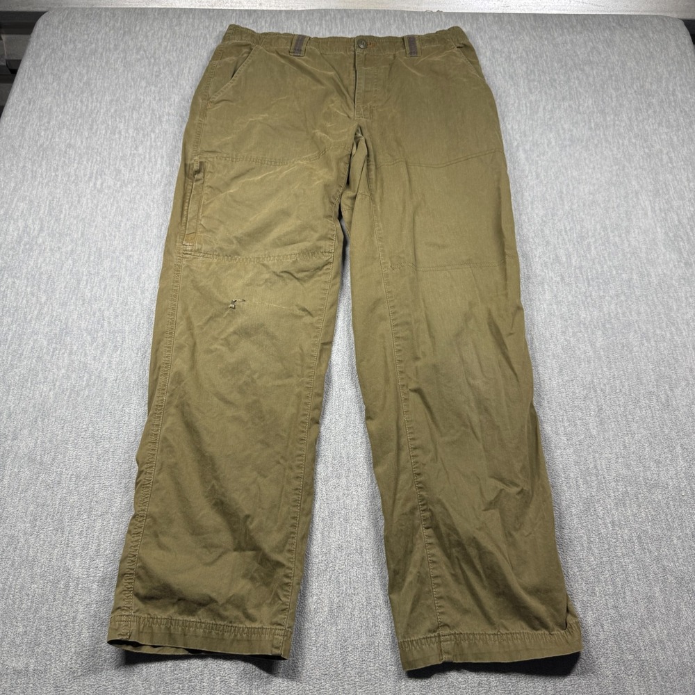 Columbia Pants Mens 34x32 Green Straight Leg Canvas Cargo Hiking Outdoor AM8459